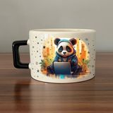 Mor Mürekkep Sad Üzgün Panda - Meslek: Yazılımcı Siyah Kulplu Kare Meslek Hediyesi Bardak Kupa Fincan Mug - 165 Adet