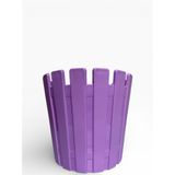Mor Plastik Çit Desenli Saksı, Dekoratif Bahçe Saksısı, Silindir Şekli 16x15 cm