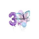 Mor Rakamli Kelebek Folyolu Balon Set, 3