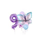 Mor Rakamli Kelebek Folyolu Balon Set, 9
