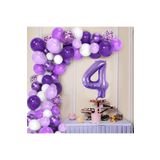 Mor Rakamli Mor Balon Zincir Set, 4