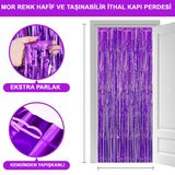 Mor Renk Ekstra Metalize Parlak Saçaklı Arka Fon Perde İthal A Kalite 1x2 Metre (5122)