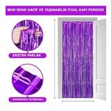 Mor Renk Ekstra Metalize Parlak Saçaklı Arka Fon Perde İthal A Kalite 1x2 Metre