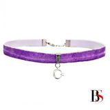Mor Renk Kadife Kadın Türk Bayrağı Choker Kolye