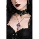 Mor Renk Kaplama Gotik Haç Kolye Unisex Metal Zincir Aksesuar