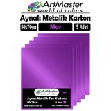 Mor Renkli 50X70 Metalik Aynalı Fon Kartonu 5 Adet 1 Paket Artmaster Metalik Aynalı Fon Kartonu
