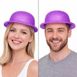 Mor Simli Melon Şapka | İnce Plastik Glitter Yetişkin Parti Şapkası P139470s5699
