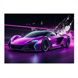 Mor Spor Araba Çizimi Art Mdf Poster 50cmX 70cm