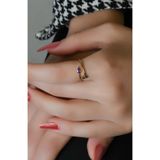 MOR TAŞLI Ş HARF EKLEM YÜZÜK 14 AYAR A064783