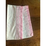 Mor Tırtıl El Işi Dantel Işlemeli 2 Adet Yastık Kılıfı Çeyizlik Hediyelik - Beyaz - Pembe - 83 x 49 cm