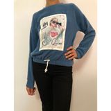 Mor Tırtıl Kız Çocuk Sweatshirt - 10 Yaş - Gece Mavisi - Petrol Mavi