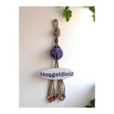 Mor Uğur Böceği Hoşgeldiniz Dekoratif Kapı Duvar Süsü Mor 25 x 14