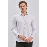 Mor Uzun Kol Kendinden Desenli Armürlü Yarım İtalyan Yaka Classic Slim Fit Gömlek 1004240250