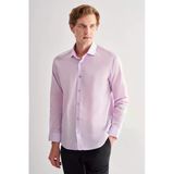Mor Yarım İtalyan Yaka Uzun Kol Slim Fit Pamuklu Gömlek 1004255180