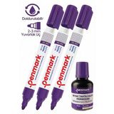 Mor Yazı Tahta Kalemi 3 Adet Ve Yazı Tahta Mürekkebi 30 Ml 1 Adet Doldurulabilir Tahta Kalemi Beyaz Yazı Tahtası