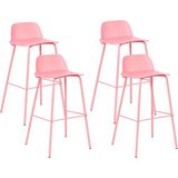 Mora 4’lü Pastel Pembe Bar Sandalyesi Seti, Dayanıklı Sentetik ve Metal, Modern Tasarım