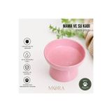 MORA CAT Şeker Serisi Seramik Kedi & Köpek Eğimli Mama ve Su Kabı (Pembe - Beyaz)