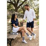 Mora Fit 3’lü Paket Çizgili Tenisçi Çorabı - Siyah Beyaz Çizgili Modern Tasarım - Unisex - 36 - 44 - Beyaz - Siyah