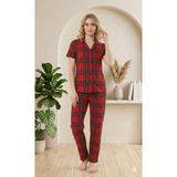 Mora Fit Milan Ekose Desenli Düğmeli Kadın Pijama Takımı - 6 Farklı Renk Seçeneği - 2XL
