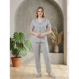 Mora Fit Milan Ekose Desenli Düğmeli Kadın Pijama Takımı - 6 Farklı Renk Seçeneği - Gri - Siyah - XL