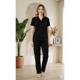 Mora Fit Milan Ekose Desenli Düğmeli Kadın Pijama Takımı - 6 Farklı Renk Seçeneği - Siyah - Kırımızı - XL