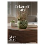 mora store Bohem İskandinav Tarz Dekoratif Beton Yeşil Saksı 13×12 cm | Ev–Ofis Dekorasyon Modern Saksı