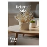 mora store Bohem Tarz Krem Beton Saksı 14×10 cm | Ev–Ofis Dekorasyon İçin Modern Çiçek Saksısı