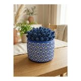 mora store Modern Bohem Mavi Beton Saksı 14x10 cm | Dekoratif Çiçeklik | Ev Ofis Şık Masa Saksısı