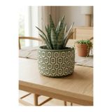 mora store Modern Bohem Yeşil Beton Saksı 14x10 cm | Dekoratif Çiçeklik | Ev Ofis Şık Masa Saksısı
