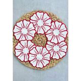 Mora Tekstil 6’lı Çiçek Nakışlı Sunum Peçetesi – Keten Kumaş Kahve Yanı & Davet Masası Parti Peçetesi - Bordo - 14 x 14 cm