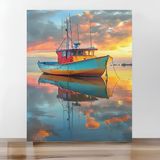Moranka Sayılarla Boyama Tuval Seti Fırça Boya Dahil (Çıtalı) 40X50 cm -Balıkçı Teknesi