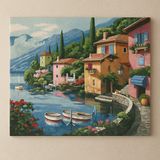 Moranka Sayılarla Boyama Tuval Seti Fırça Boya Dahil (Çıtalı) 40X50 cm -Göl Evi - 40 cm X 50 cm
