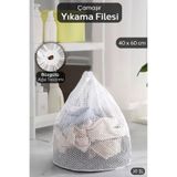 MorBebe 1 Adet İpli Çamaşır Yıkama Filesi - Koruyucu Çamaşır Yıkama Torbası 40x60 cm Beyaz
