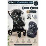 MorBebe 3’lü Set Bebek Arabası & Ana Kucağı Yağmurluk + Sineklik
