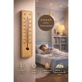 MorBebe Ahşap Oda Termometresi | Bebek ve Çocuk Odası | Duvar Tipi Hassas Isı Ölçer | °C / °F Çift Ölçekli