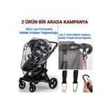 MorBebe Lüks Lastikli Fermuarlı Bebek Arabası Yağmurluğu, Puset Kancası, Bebek Arabası Çanta Askısı, 2 Adet