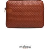 Morca Laptop ve Tablet Kılıfı - 13.3" & 14" Uyumlu Omuz Askılı Hasır - 13"-14" - Taba