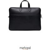 MORCA Macbook Kılıf Notebook Çanta Tablet Laptop Kılıfı 13"-14" Kapitone Desenli Deri Doğal Siyah - Koyu Siyah
