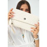 Morca Uzun Omuz Askılı Clutch Portföy Çantası - Ekru