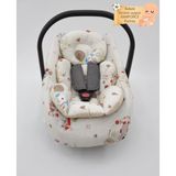 mordesign Çift Taraflı Ortopedik Bebek Puset Minderi ve Çarşaf 2' Li Set, Animal Serisi - 0 - 13 kg - Krem Rengi