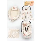 Mordesign Ortopedik Puset Minder, Carsaf, Ortu, Pike Ve Anne Yani Babynest Yatak 6'Li Set, Animal Serisi