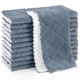 Mordimy 12'li Paket Mutfak Bezi Bulaşık Havlusu (10" x 10", Koyu Gri ve Beyaz), Süper Yumuşak ve Emici Bulaşık Bezleri, Mercan Kadife Mikrofiber Temizleme Bezi, Yapışmaz Yağ Hızlı Kuru Bulaşık Bezleri