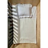 More And Mori Bebek %100 Pamuk Pike ve Poplin Fırfırlı Dantel Detaylı Pike Takımı _pike Örgü Ekru/poplin Düz Ekru _80*185