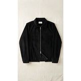 More Black Fitilli Kadife Fermuarlı Ceket - XL - Siyah