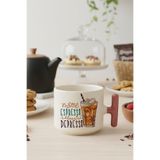 More Espresso Less Depresso Baskılı Pembe Renkli T Kulplu Latte Fincanı Kupa, QB1L8091-PM