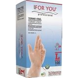 MORE FOR YOU Tek Kullanımlık Termo Vinil Eldiven Şeffaf Renk L Beden 100'lü Dayanıklı Malzeme