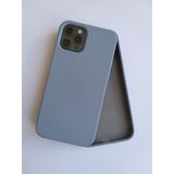 More Gsm iPhone 12 & 12 Pro ile Uyumlu Lansman içi Kadife Soft Esnek Yapıya Sahip Darbeye Dayanıklı Sıvı Silikon Kılıf (Gri)