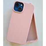 More Gsm iPhone 13 & 14 ile Uyumlu Lansman içi Kadife Soft Esnek Yapıya Sahip Darbeye Dayanıklı Sıvı Silikon Kılıf (Kum Pembe)