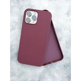 More Gsm iPhone 13 Pro ile Uyumlu Lansman içi Kadife Soft Esnek Yapıya Sahip Darbeye Dayanıklı Sıvı Silikon Kılıf (Bordo)