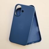 More Gsm iPhone 16 Plus (6.7inç) ile Uyumlu Lansman içi Kadife Soft Esnek Yapıya Sahip Darbeye Dayanıklı Sıvı Silikon Kılıf (Navy Blue)